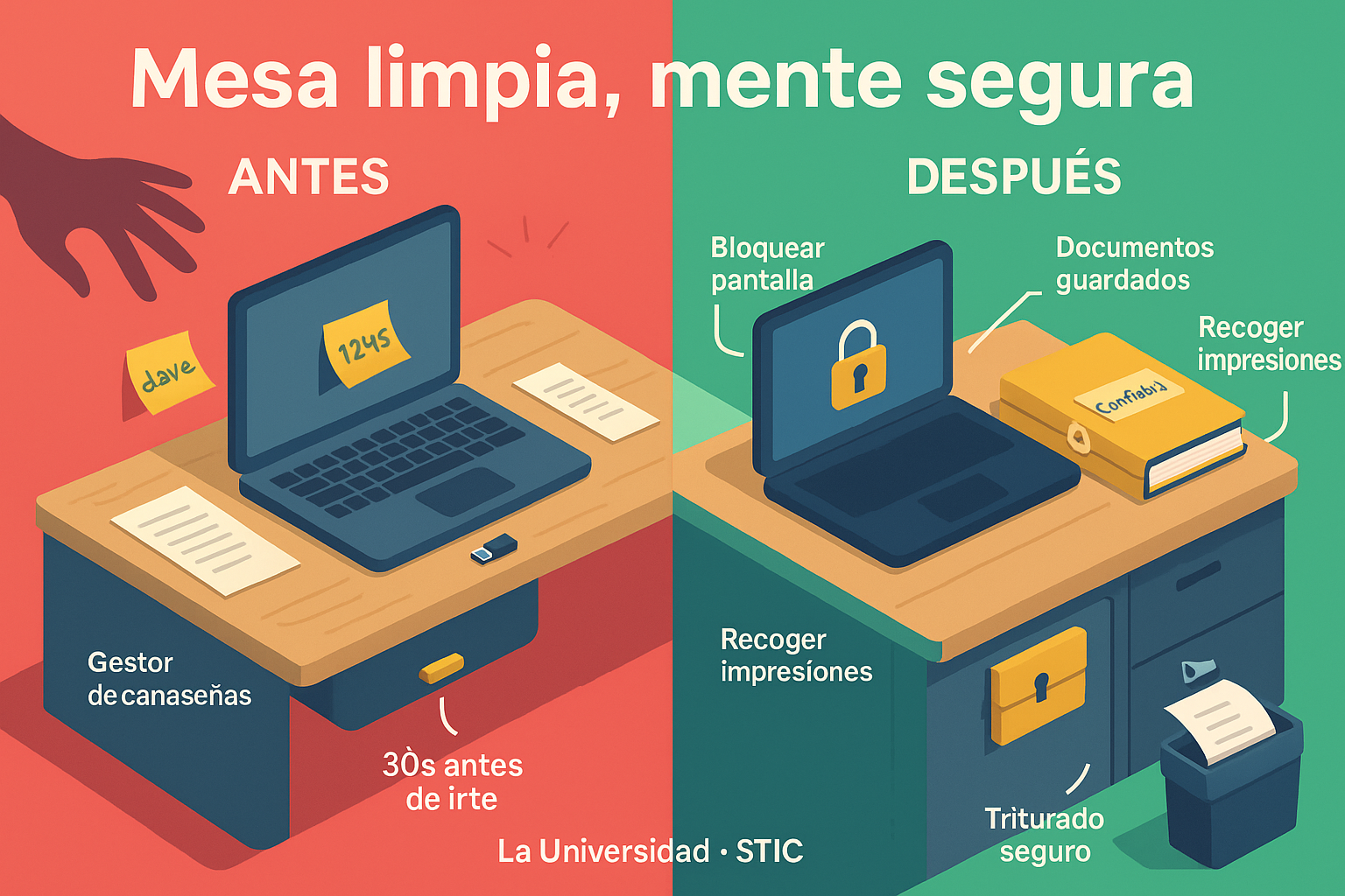 Escritorio limpio - campus tranquilo