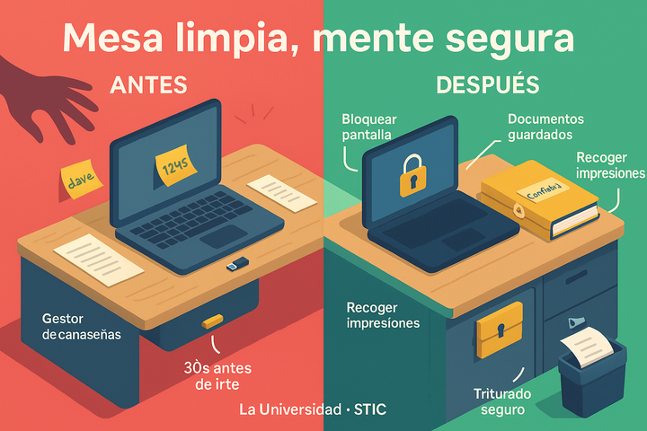 Escritorio limpio - campus tranquilo